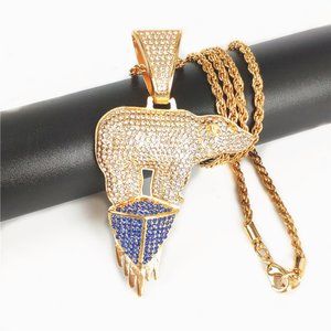 Polar Bear Hip Hop zircon pendant necklace with environmental theme